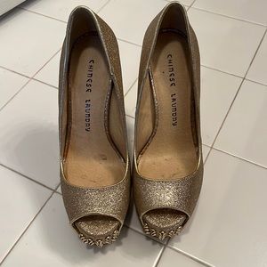 Gold Sparkly Platform Heels